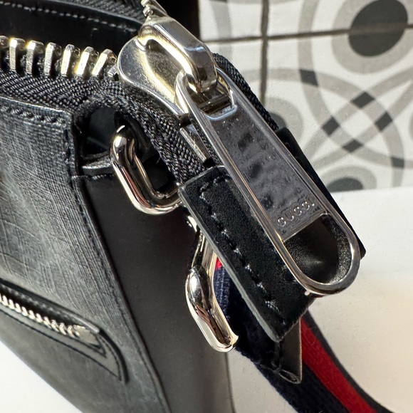 Gucci GG Supreme Messenger Bag 474137 K5RLN Black Web Stripe Crossbody - Picture 7 of 13